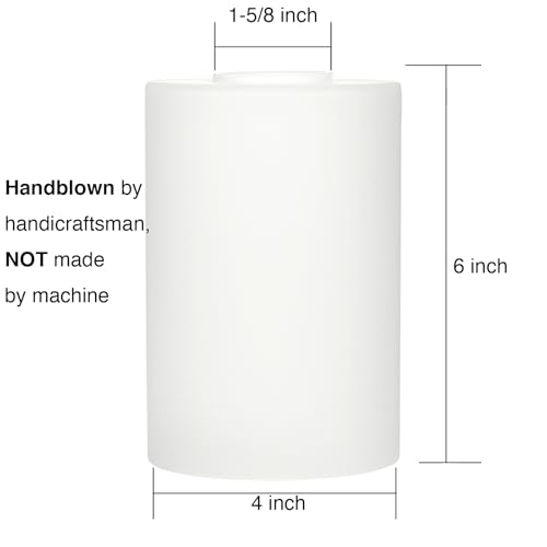 Image of 3 Pack Clear Frosted Glass Replacement Globe & Shade for Light Fixtures, 6 inch Tall, Soft Light Cylinder Glass Lamp Cover for Chandelier Pendant Wall Sconces, 1-5 /8 inch Fitter