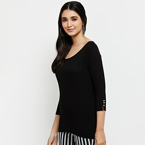 Image of Max Women's Solid Knit Scoop Neck Regular Fit Top