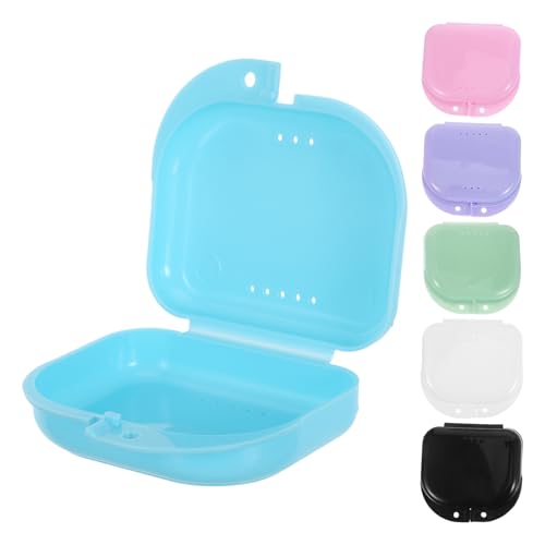 NIYANGLE Estuche Portátil para Prótesis con Orificios de Ventilación Estuche Hermético Rígido para 6 Unidades de Colores Variados para Viaje y Almacenamiento Seguro