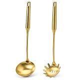 Gold Soup Ladle and Spaghetti Spoon Set...