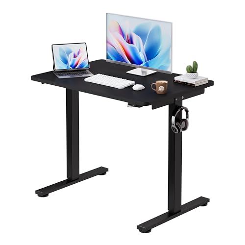 Image of Okin Small Electric Standing Desk, 36 x 24 Inches Whole Piece Height Adjustable Desk, Black Sit to Stand Desks Computer Workstation for Home Office
