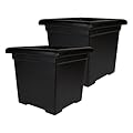 The HC Companies Accent Square Plant Pot w/Drainage - Classic Planters for Outdoor Plants & Indoor Plants - Lightweight & UV-Resistant Square Planter Box (15.5”, Black, Pack of 2)