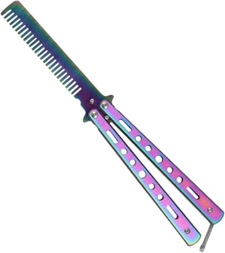 Girlmarry ヘアコーム 折りたたみ式櫛練習トレーニングバタフライナイフコームベアーズ口ひげブラシサロン美容スタイリングツール (カラード)