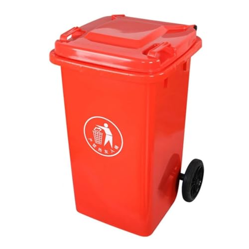 UCKYSU Contenedor Basura Grande Ruedas Exteriores Tapa Ruedas 30 L 50 L 100 L 120 L 240 L Exteriores Patios Garajes Terrazas(Red,240L)