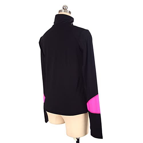 Tops de treinamento de patinação artística, elegante gola alta com meio zíper bloco colorido adulto