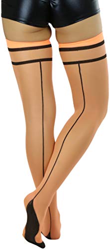 Image of ToBeInStyle Women's Sheer Two Tone Thigh Hi Stocking W /Back Seam