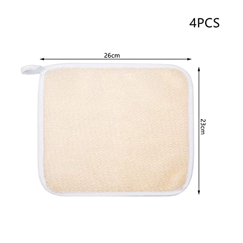 4Pcs Exfoliating Face Towels Soft Weave Bath Clothes Natural Exfoliating Scrub Clothes Body Wash Clothes Massage Bath Clothes for Women and Man, Milky - Image 3