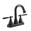 SOLVEX 2 Handle Bathroom Faucet Matte Black,4 Inch Centerset Bathroom Sink Faucet 3 Hole Bathroom Faucet,Bathroom Basin Faucet with Deck Mounted Lever Handle,SP-40071-N
