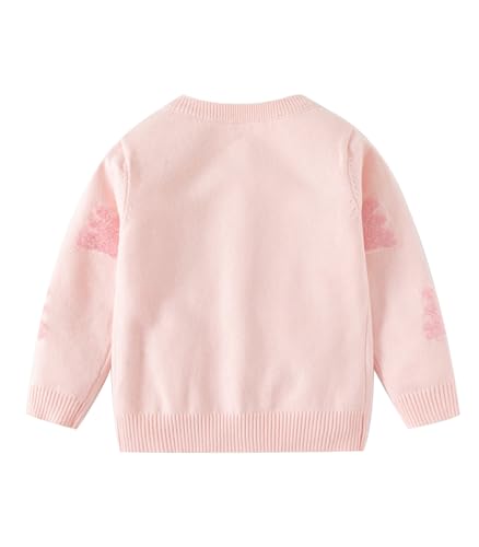 Image of CM-Kid Girl's Knit Sweater Cardigan Heart Long Sleeve Button Up Jacket Coat
