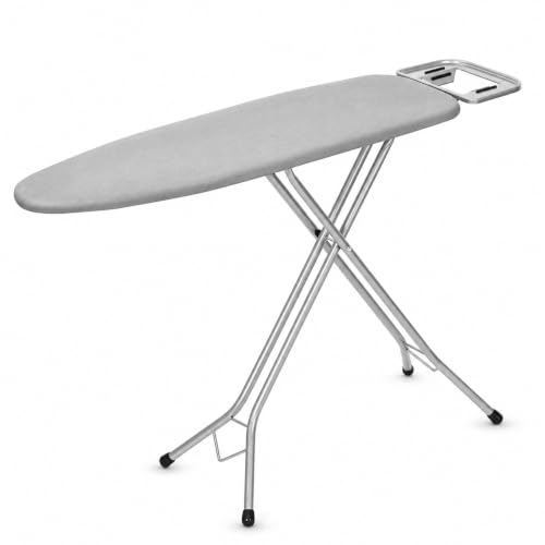 Tabla de Planchar Grande y Plegable con Altura Regulable Desde 70 a 90cm | 132x30cm | Estructura metálica | Soporte de Plancha Antideslizante | Funda rellena de algodón Resistente al Calor | Ligera