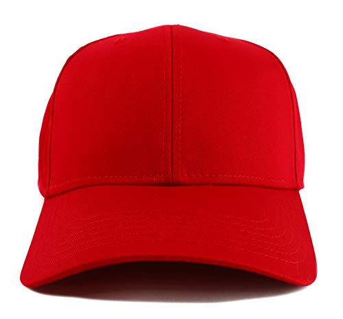 Armycrew Xxl Oversize High Crown Adjustable Plain Solid Baseball Cap - Red #TOP1