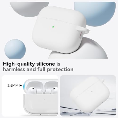 Image of Meyaar for AirPods Pro 3 Case 2025 with Cleaner Kit,Soft Silicone Protective Cases for Apple AirPods Pro 3rd Generation Case for Women Men,AirPod Pro 3 Cases Cover Accessories with Keychain(White)