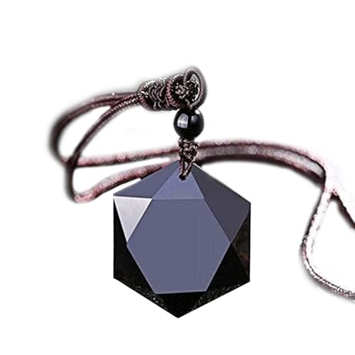 Collier obsidienne noire étoile de David pendentif protection hexagonal mixte
