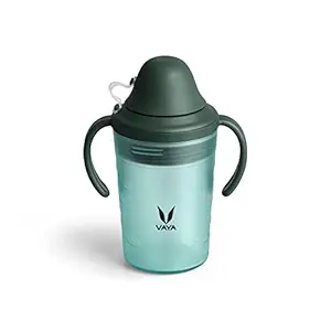 VAYA DRYNK Kids Drynk - Baby Water Bottle, Baby Bite Resistant Soft Sipper Cup with Handle, Milk Bottle for Kids, Sippy Cup with Anti Spill Lock, BPA Free, 12m+, 280 ml, Green (Plastic)