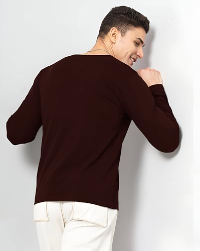 Image of LAZYCHUNKS Luxury Men's Full Sleeve Henley T-Shirt - Soft, Breathable, Stylish (Men's Henley T-Shirt), Great for Party and Casual wear