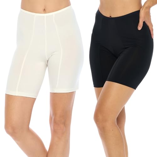 Image of 2 Pack Undersummers Classic Shortlette Plus Size Slip Shorts for Women under Dress, Thigh Anti Chafing Shorts, Undergarments for Dresses