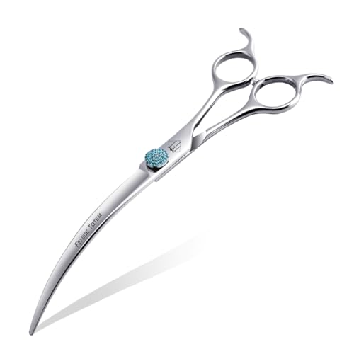 Fenice Professional Grooming Curved Shear: 45 Degree Super Curves Scissors for Dogs 7.5 Big Arc Curved Shears Made Of Japanese 440C Stainless Steel