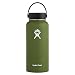 Hydro Flask Water Bottle - Stainless Steel & Vacuum Insulated - Wide Mouth with Leak Proof Flex Cap - 32 oz, Olive