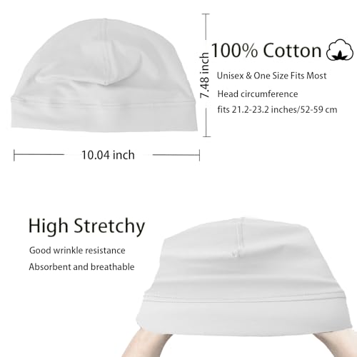Image of vidsel 100% Cotton Skull Caps Beanie Night Cap Sleep Hats for Men Women | Breathable,Soft,Lightweight Skully Cap,Running Beanie Cycling Helmet Liner,Wicking Head Cover,CPAP Chemo Bald Cap