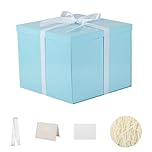 Large Gift Box with Lid 32x32x25 cm,Blue Gift Boxes for presents Packaging for Birthdays, Valentine's Day, Christmas (Include Shredded Paper Fill, Envelope Card Ribbon)