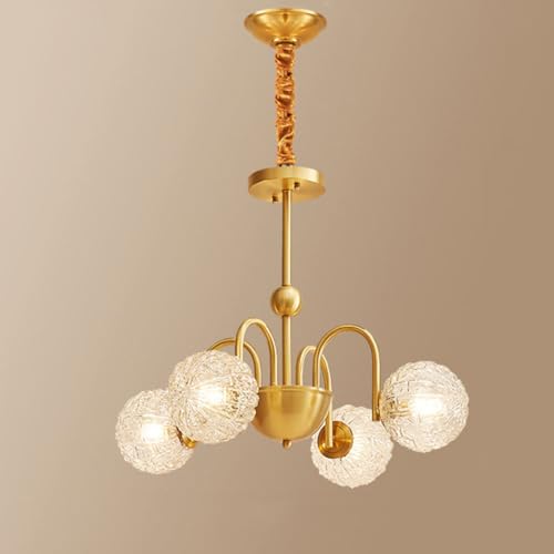 Lustre rétro rural en cuivre 6 têtes pour éclairage de ferme vintage