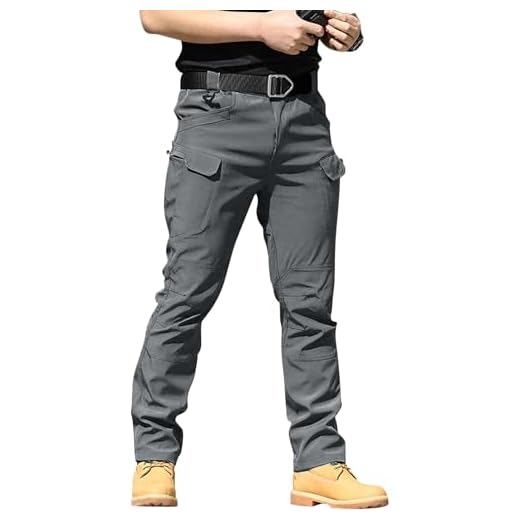 YAOBAOLE Pantalon Tactique Homme Pantalons de Randonnée Pantalon Homme Cargo Pantalons Militaire Treillis Gris Foncé XL