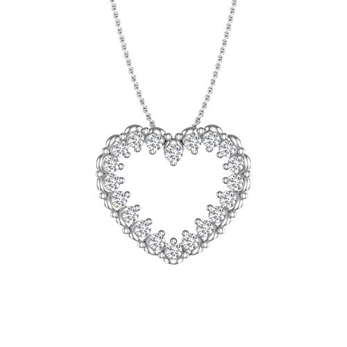 FINEROCK 1/4 Carat Diamond Heart Pendant Necklace in 925 Sterling Silver or in 18K Yellow Gold over Sterling Silver