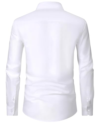 Image of Alimens & Gentle Men's Dress Shirts Long Sleeve Wrinkle Free Stretch Business Casual Wedding Button Down Shirt