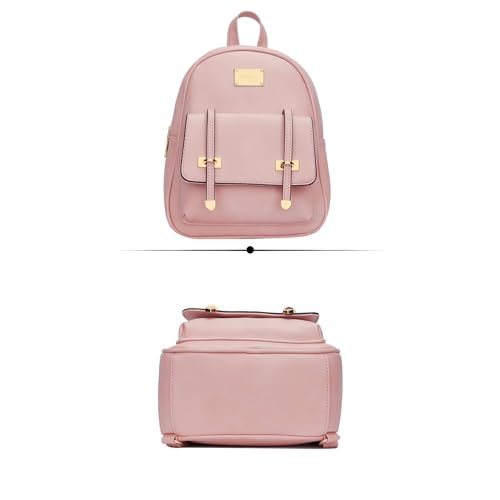 Image of KKXIU Girls Small Backpack Purse Vegan Leather Mini Bookbag for Women Cute Teen Pompom Daypack