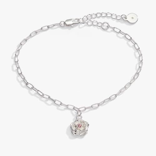 Alex and Ani Flower and Crystal Chain Bracelet:Shiny Silver:White2