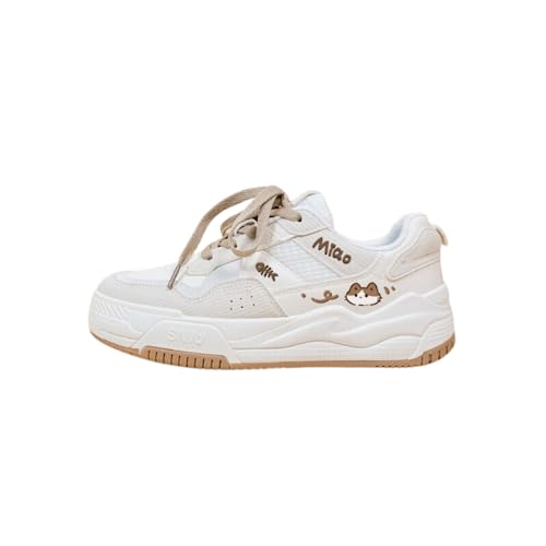 Bobo's House Womens Shoes Kawaii Miao Miao Kitty Fashion Sneakers Walking Shoes Women Kawaii Accessories White Shoe