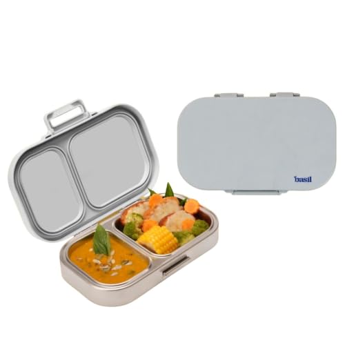 Image of Basil Bento Ace 2C Steel Lunch Box - Classic Grey