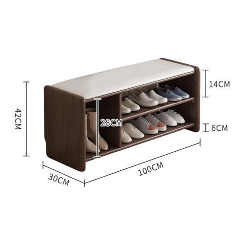 Tabouret à chaussures nordique maison : banc d'entrée moderne en bois massif 100 cm - 3