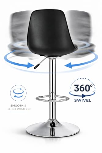 Image of Modern Arihant Bar Stool with 360 Swivel | Height Adjustable Bar Chair | Counter Stool & High Chairs | Comfortable for Home, Office, Restaurant Bar, Cafe & Cash Counter - (Black)