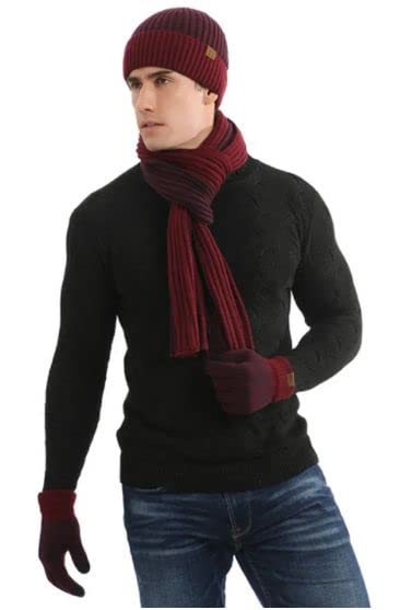 Gorro y bufanda de punto GFM para hombre idóneos para protegerse del frío en paseos invernales