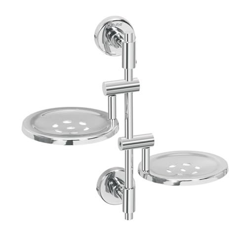 Image of Ruhe Solar Soap Dish | Stainless Steel | Wall Mounted | Soap Dish Holder | Double Soap Dish | Soap Try for Bathroom Accessories | Soap Stand | Soap Holder for Bathroom & Kitchen | Chrome Finish