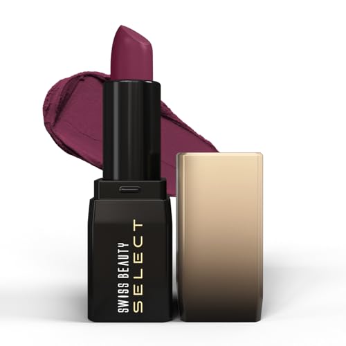 Image of Swiss Beauty Select Dare To Matte Creamy Lipstick | with Velvety matte finish | Long Lasting Stay | with Vitamin E | Shade- Wine Room, 3.8g |