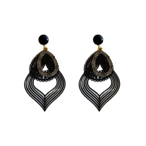 Boucles d'oreilles motif d'eau style sombre et rétro chic pour femme personnalisée