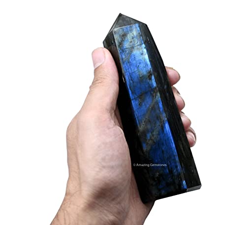 Image of Amazing Gemstone Large Labradorite Crystal Towers ~ Natural Healing Crystal Point Obelisk for Reiki Healing and Crystal Grid (5.5 to 6 INCH)