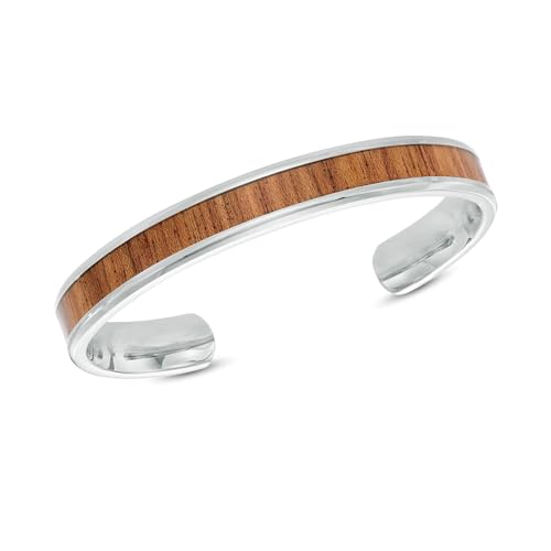 Pulsera para hombre acero inoxidable con incrustación de madera miniatura 3