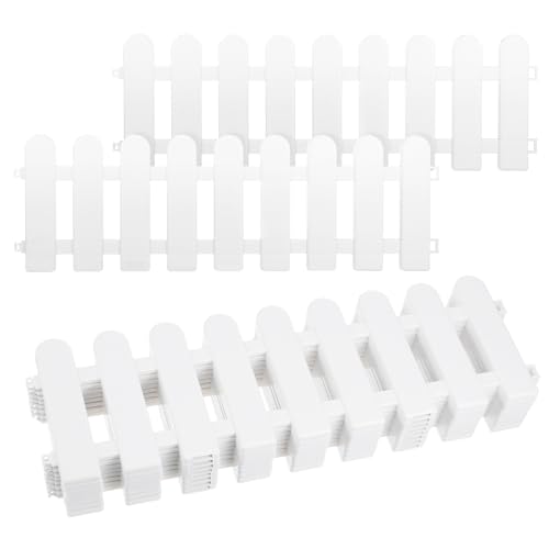 SHINEOFI Valla Decorativa de Plástico Color Blanco para Jardín de 8 Piezas, 50 Cm de Largo X 16 Cm de Alto, Valla de Bricolaje para Decoración Exterior de Patios y Terrazas