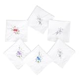 Yardwe Servilletas Bordadas de Algodón 100% Blancas Estampado Floral y Encaje Paquete de 12 Unidades Toallas Pequeñas Lavables para Mesa y Uso Diario Pañuelos Delicados y Portátiles