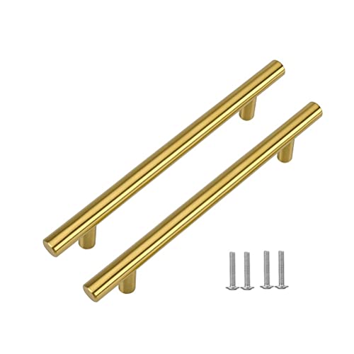 SYDARSYN 6 Pack Kitchen Cupboard Handles 160mm - Stainless Steel Cabinet Handles Gold Wardrobe Drawer Furniture Door T Bar Pull Handles
