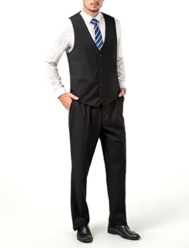 Mens Suit 3 Piece Black Suits For Men Formal Bussiness Prom Party Suit Wedding Grooms Tuxedos Suit Blazer Vest Pants & Tie Xs #TOP4