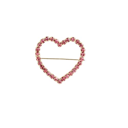 Image of Sparkly Full Rhinestone Heart Brooch Pin Hollow Double Lapel Pin Badge Red Heart Pins Mothers Day Gift Jewelry