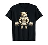 Funny Teddy Bear Lifting Weights Gym Workout Animal Shirts T-Shirt