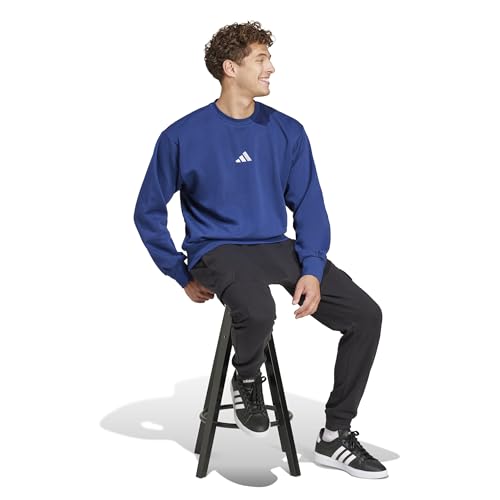 adidas Herren Essentials FEELCOZY Fleece Sweatshirt, Dark Blue/White, XL