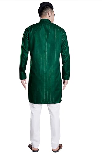 Image of DIVISIVE Men's Self Zari Line Cotton Blend Slim Fit Kurta Pyjama Set