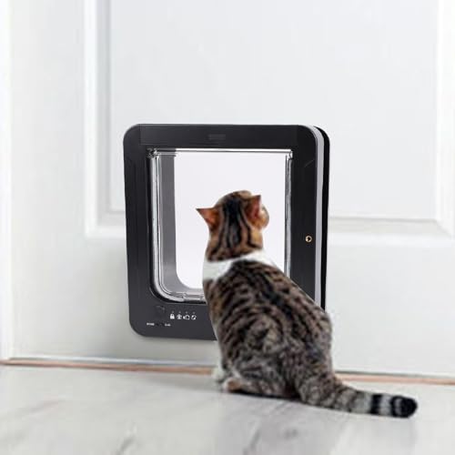 Yechiry Puerta Inteligente para Gatos, Gatera Automática con Sensor Inteligente, Puerta para Mascotas con Entrada para Perros y Gatos Activada por Collar con Control Remoto