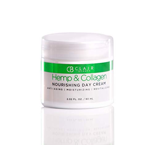 CLAIR BEAUTY Hemp & Collagen Nourishing Day Cream - Moisturizing, Restoring, Firming | Reduces Appearance of Wrinkles & Fine Lines | Repairs Dry, Tired & Dehydrated Skin - 60mL